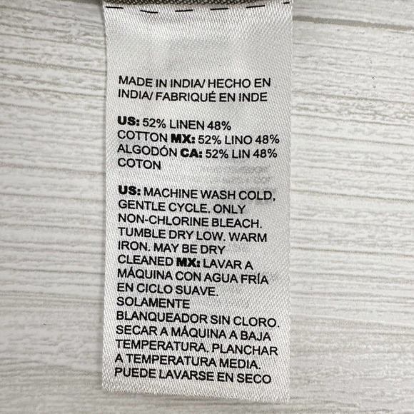 CHICO'S Striped Linen Blend Maxi Tunic Top Size 8-10 Belted Gray White Lagenlook - Picture 11 of 15